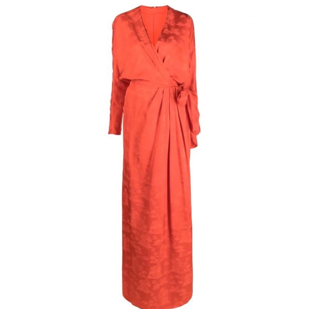 Johanna Ortiz Tie-front satin maxi dress Bright Red Size 0